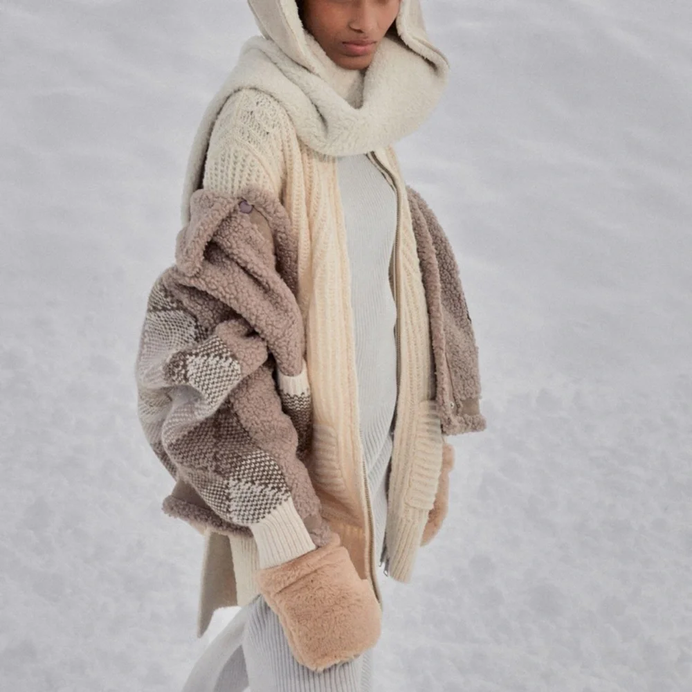 Anthropologie Sherpa lined hooded scarf new with tags